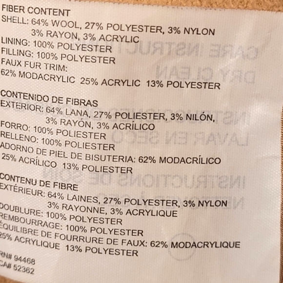 Espirit Luxury Wool-Blend Coat Faux Fur Trim Hood Camel Size Small - Picture 7 of 8